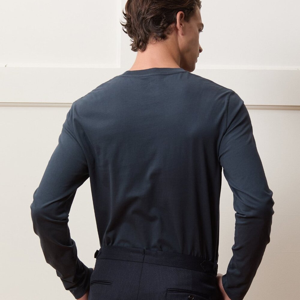 Men's Todd Snyder Navy Blue Luxe long sleeved t-shirt in size M - Picture 6 of 7